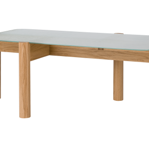 noo.ma Kob salontafel – ornamenten gehard glas, massief eiken poten, 1