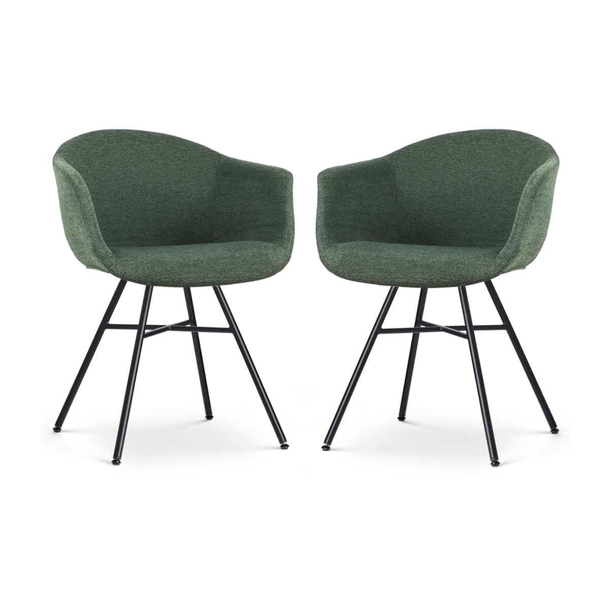 Nolon Noa-Otis Eetkamerstoelen Set van 2 - Donkergroen - Zwarte Poten