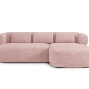 Micadoni rechter hoekbank Jenny 5-zits, boucle poederroze – 145x225x73 Micadoni rechter hoekbank Jenny 5-zits, boucle poederroze – 145x225x73
