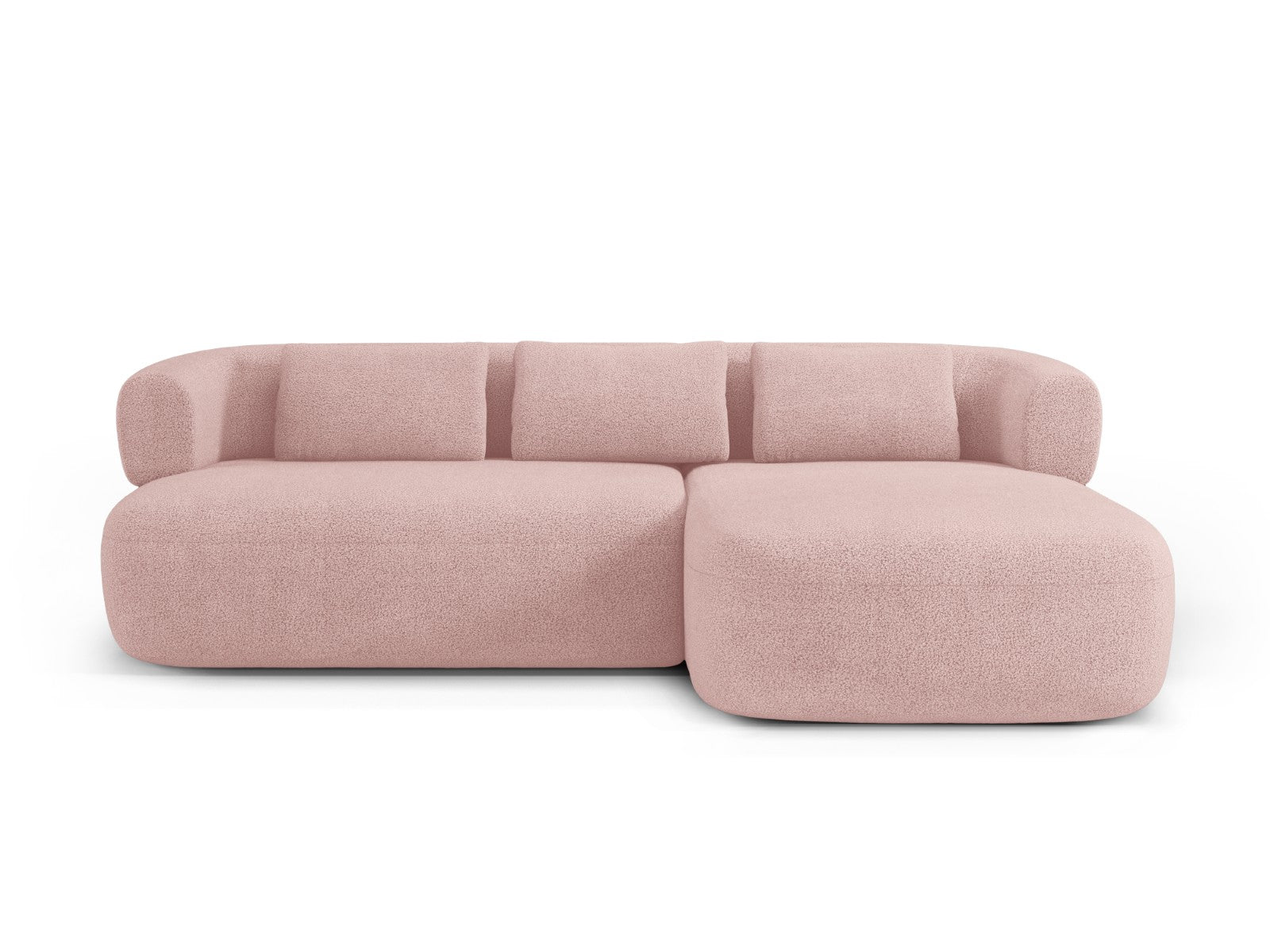 Micadoni rechter hoekbank Jenny 5-zits, boucle poederroze - 145x225x73