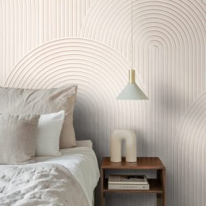 Origin Wallcoverings fotobehang grafisch 3D motief licht crème beige – Origin Wallcoverings fotobehang grafisch 3D motief licht crème beige –