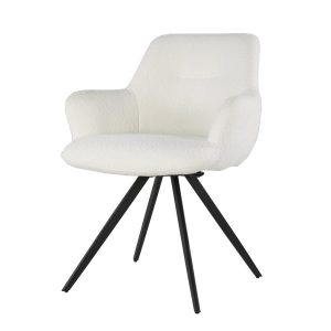 Livingfurn eetkamerstoel Doreen – boucle – wit – 2 stuks Livingfurn eetkamerstoel Doreen – boucle – wit – 2 stuks