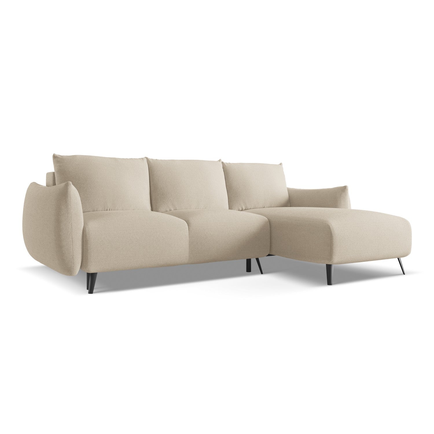 LaMiaSofa hoekbank rechts Genova - chenille stof - donkerbeige - 242x1