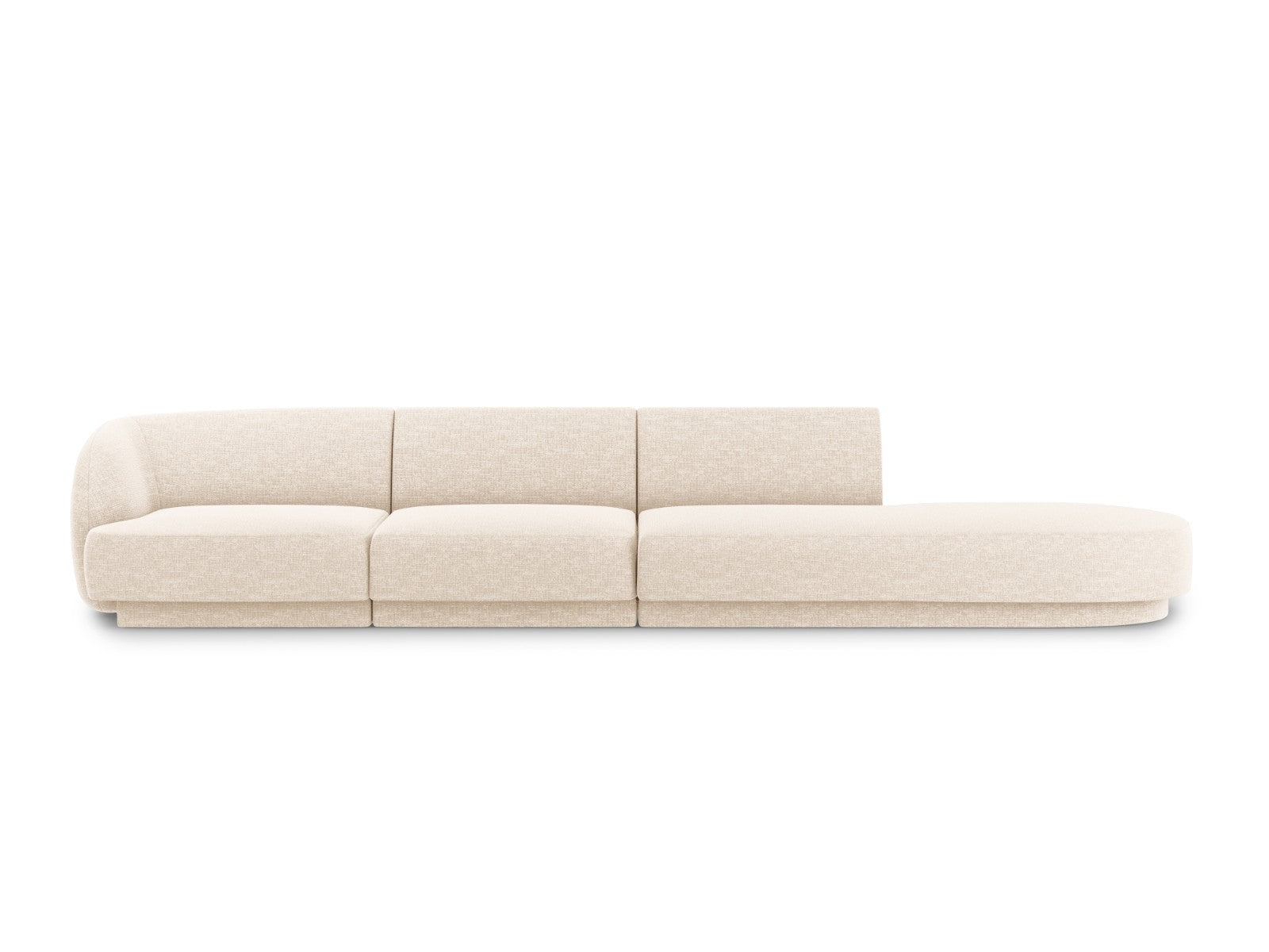 Micadoni Rechte bank Miley 4-zits, structurele stof ivoor - 90x323x70c