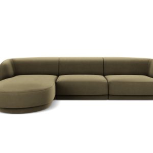 Micadoni linker hoekbank Miley 4-zits, flueel, groente – 156x255x70cm Micadoni linker hoekbank Miley 4-zits, flueel, groente – 156x255x70cm