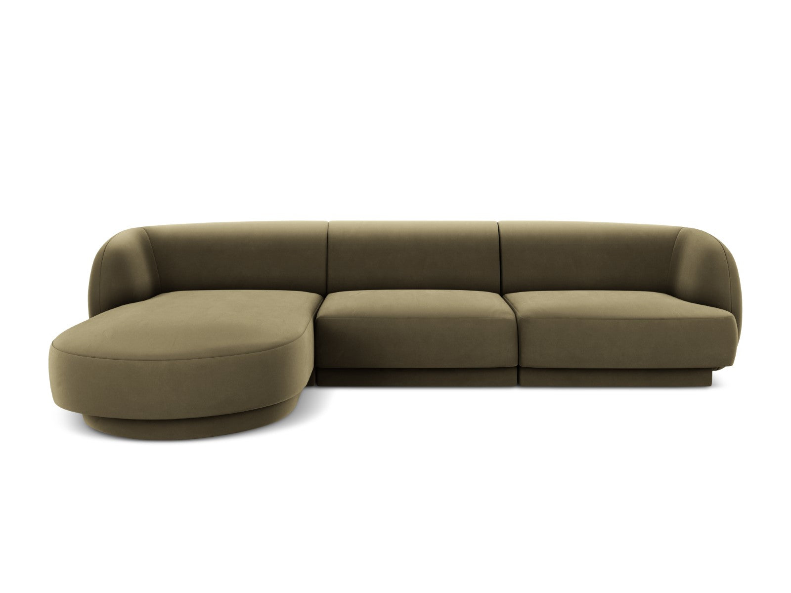 Micadoni linker hoekbank Miley 4-zits, flueel, groente - 156x255x70cm