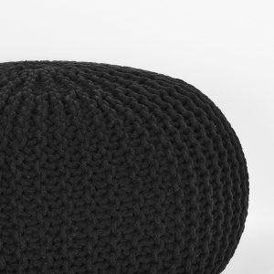 LABEL51 Poef Knitted – Zwart Katoen – 70x70x35cm LABEL51 Poef Knitted – Zwart Katoen – 70x70x35cm