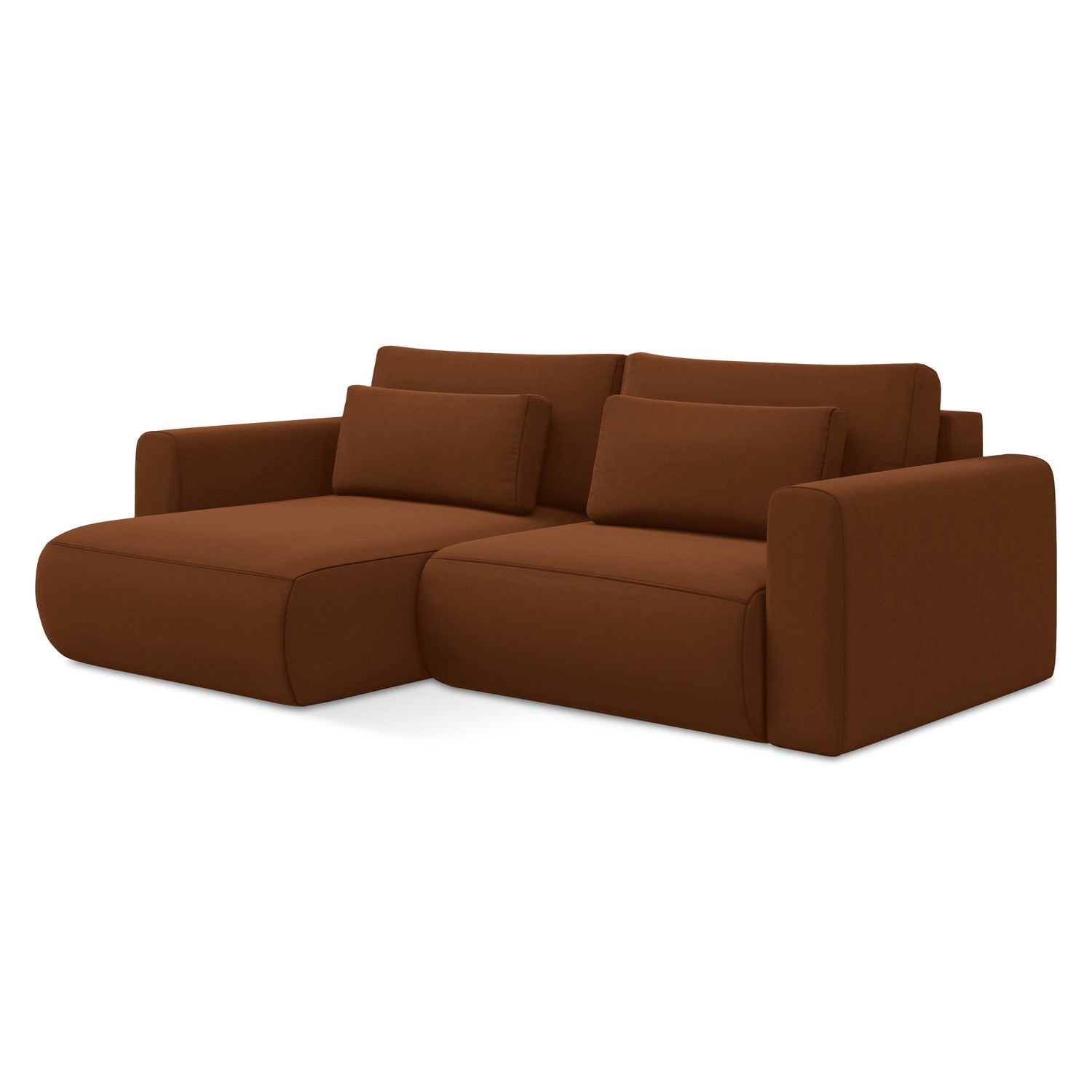LaMiaSofa hoekbank links Perugia - velours - terracotta - 240x149x82