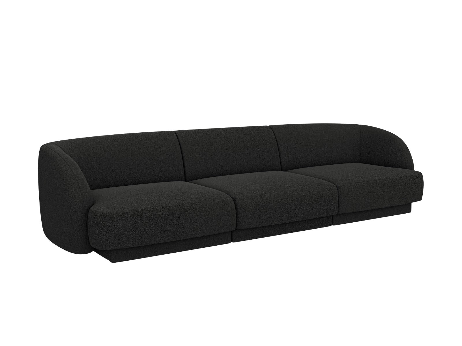Micadoni Bank Miley 3-zits, boucle zwart - 90x255x70cm