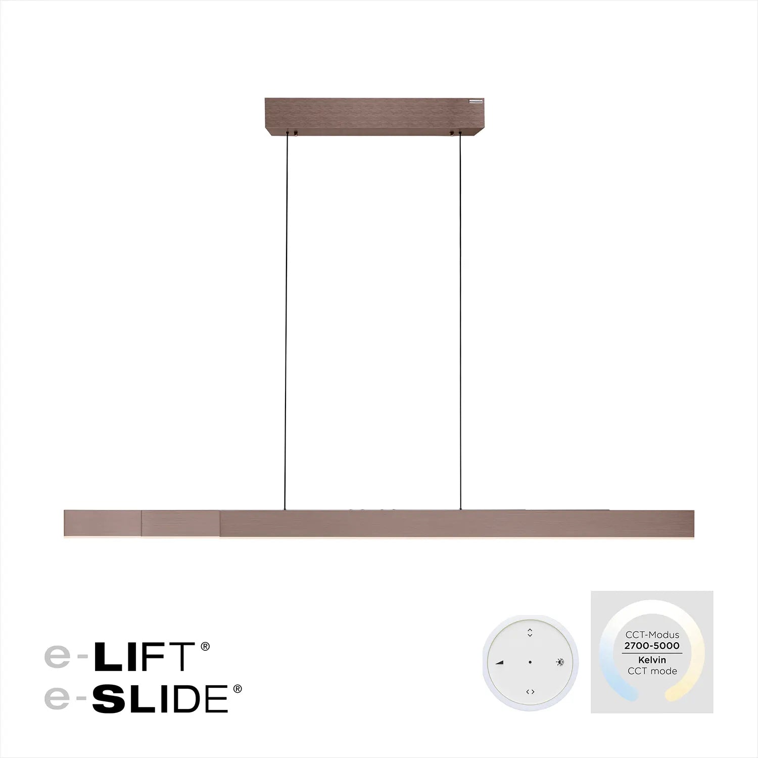 Neuhaus PURE hanglamp e-Lift - 3 lichts - 200 x 240 cm - bruin