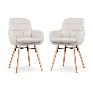 Nolon Nena-Mia Eetkamerstoelen Set van 2 – Beige – Naturel Hout Nolon Nena-Mia Eetkamerstoelen Set van 2 – Beige – Naturel Hout