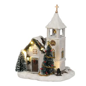 LuVille Kerstdorp Miniatuur Kyrka Zweedse Kerk – L14 x B15 x H20 cm LuVille Kerstdorp Miniatuur Kyrka Zweedse Kerk – L14 x B15 x H20 cm