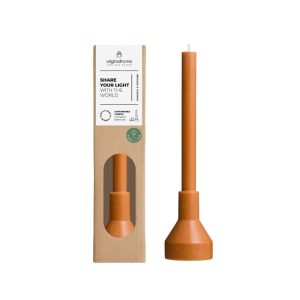 Originalhome sculpture kaars met houder – oranje Originalhome sculpture kaars met houder – oranje