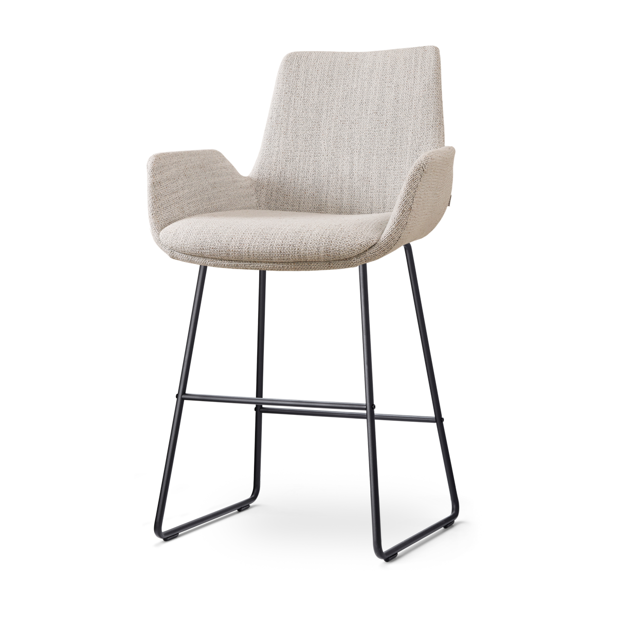Nolon Nino-Eef Barkruk Beige Gemêleerd - met Armleuning - Zwart - 65 c