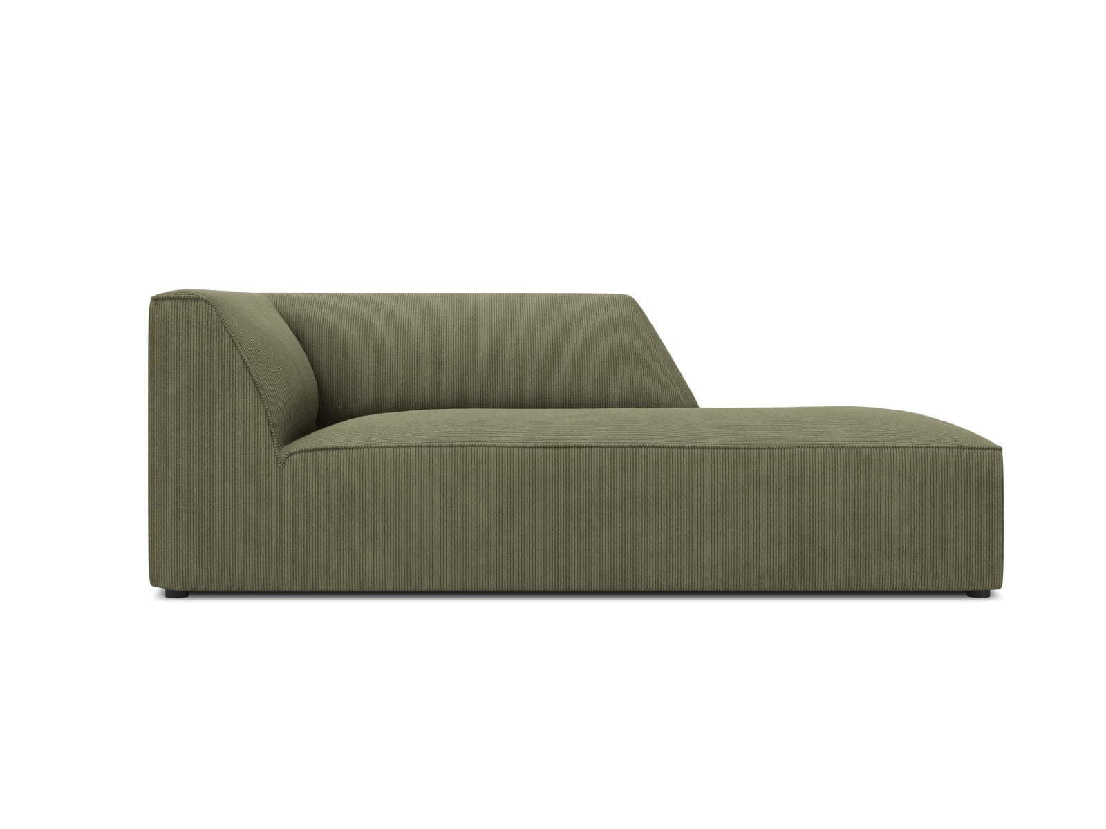 Micadoni rechter chaise longue Ruby ribfluwelen, groente - 180x93x69cm