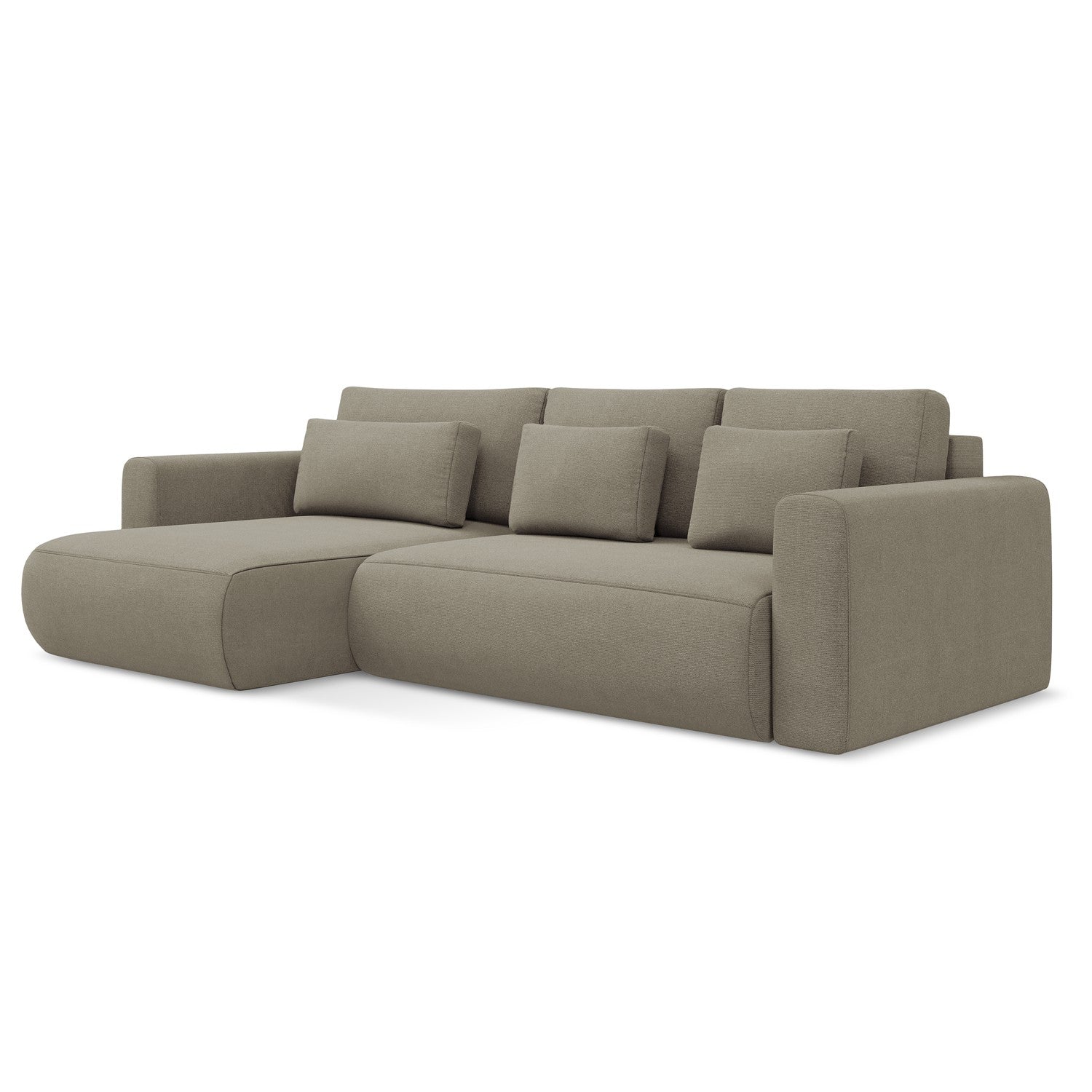 LaMiaSofa hoekbank links Perugia - textuurstof - donkerbeige - 278x149