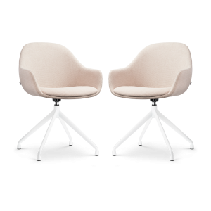Nolon Nola-Mae Draaibare Eetkamerstoelen Beige – Wit – 2x Nolon Nola-Mae Draaibare Eetkamerstoelen Beige – Wit – 2x