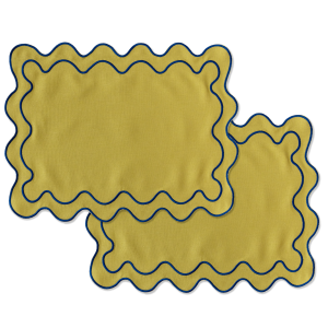 Kulu Club placemats Wavy – linnenmix – groen – set van 2 Kulu Club placemats Wavy – linnenmix – groen – set van 2