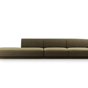 Micadoni linker bank Miley 4-zits, flueel, groente – 90x323x70cm Micadoni linker bank Miley 4-zits, flueel, groente – 90x323x70cm