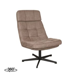 LABEL51 Fauteuil Alvar – Taupe Stof – Draaibaar LABEL51 Fauteuil Alvar – Taupe Stof – Draaibaar