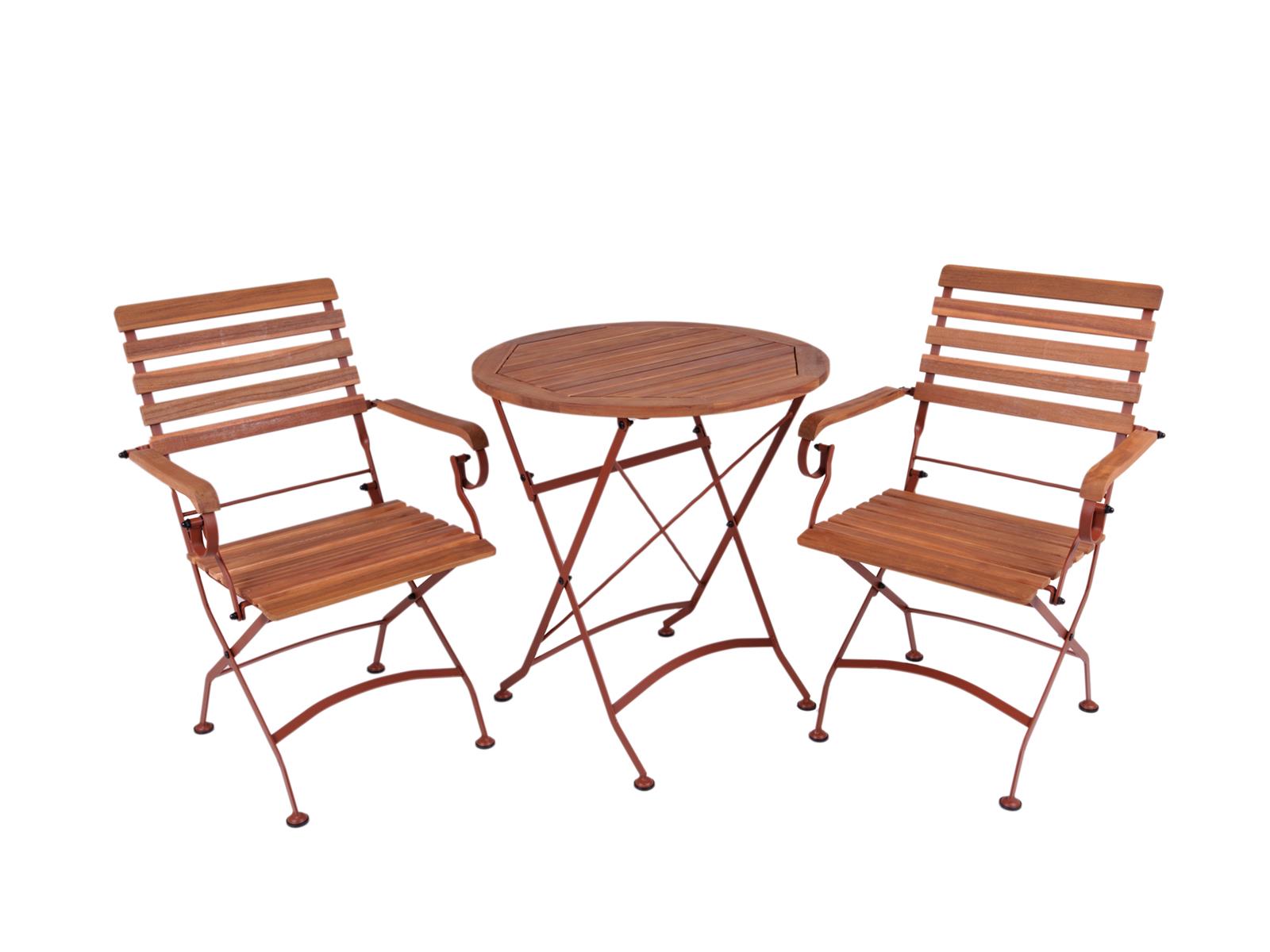 MaximaVida inklapbare ronde acacia bistroset Toscana 70 cm roestbruin