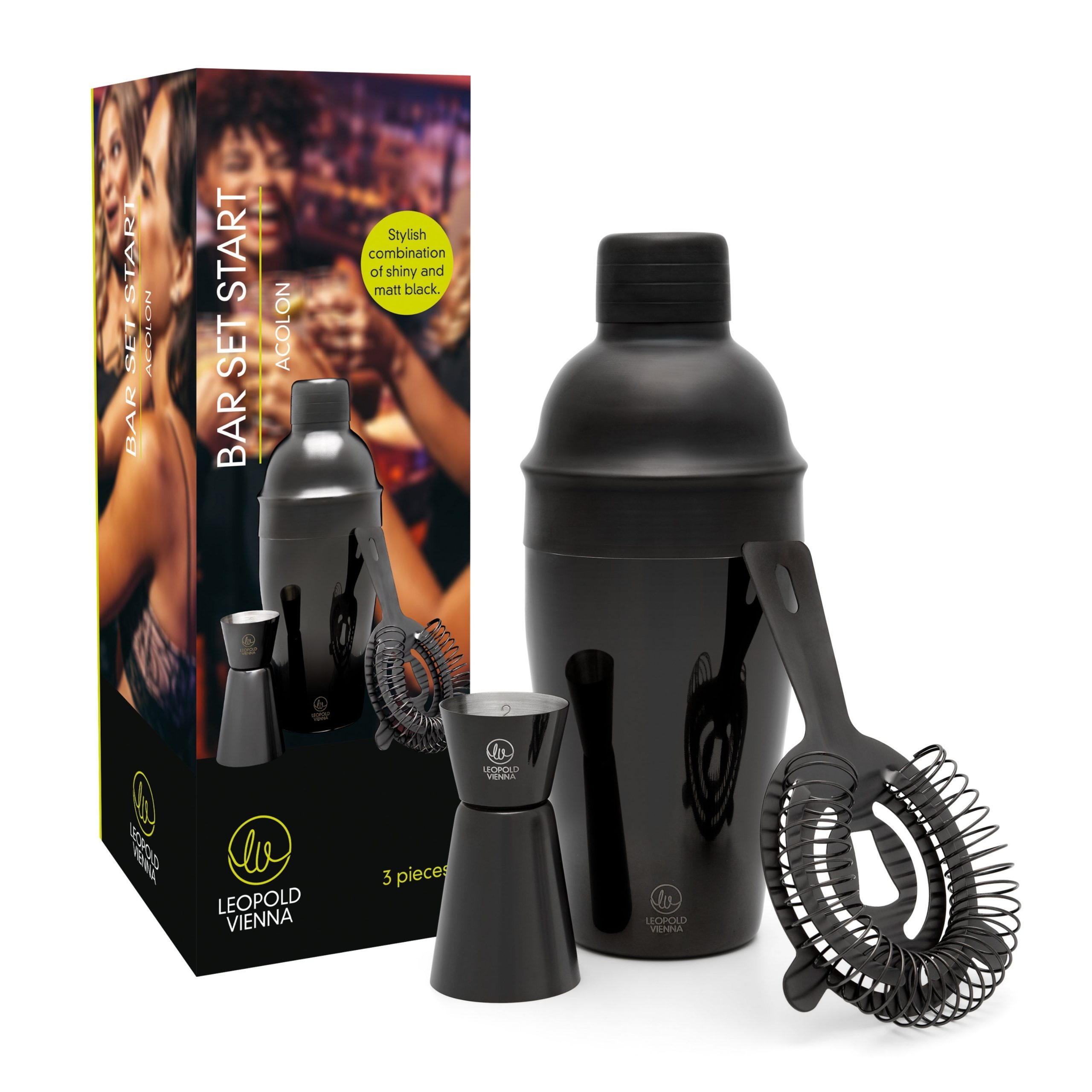 Leopold Vienna - Cocktail set Acolon 3-delig zwart (cocktail shaker, s