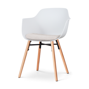 Nolon Nena-Liz Eetkamerstoel Wit – Armleuning – Beige Kussen Nolon Nena-Liz Eetkamerstoel Wit – Armleuning – Beige Kussen