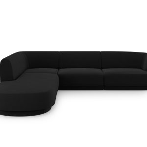 Micadoni linker hoekbank Miley 6-zits, flueel, zwart – 248x255x70cm Micadoni linker hoekbank Miley 6-zits, flueel, zwart – 248x255x70cm