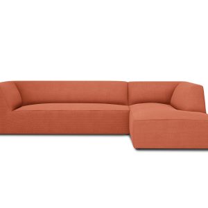 Micadoni rechter hoekbank Ruby 4-zits, structurele stof, koraal – 180x Micadoni rechter hoekbank Ruby 4-zits, structurele stof, koraal – 180x