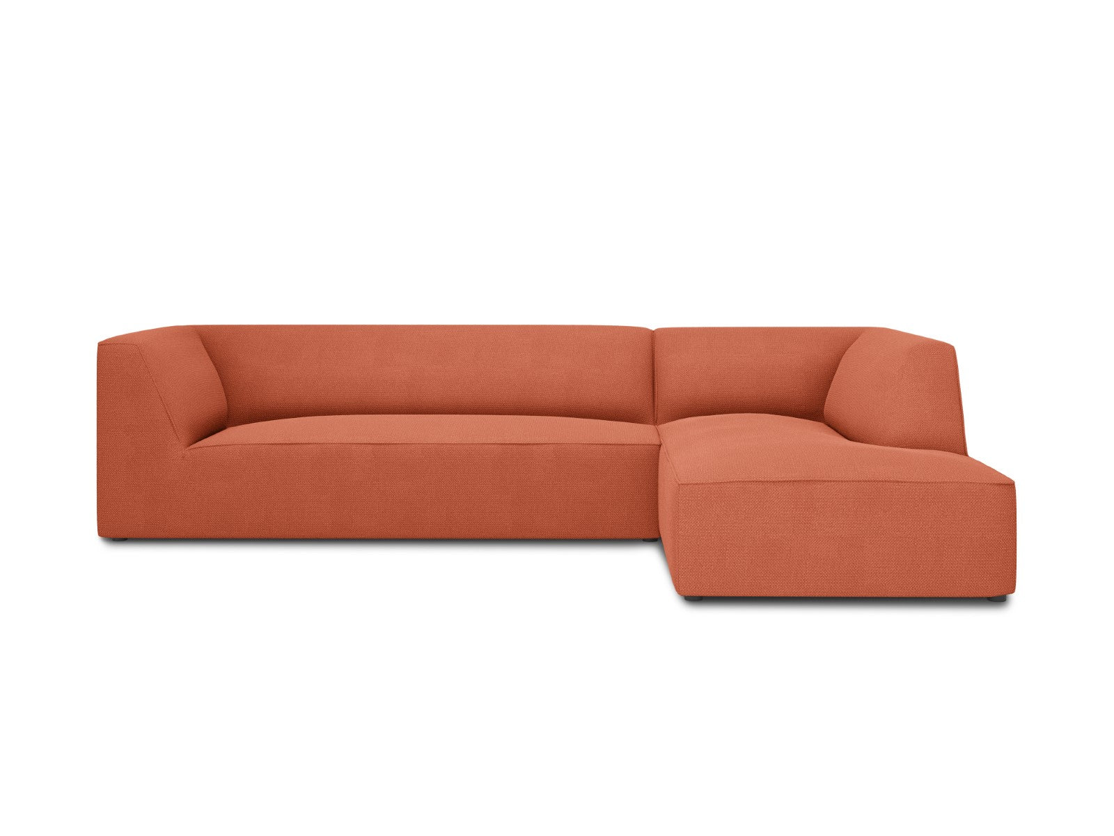 Micadoni rechter hoekbank Ruby 4-zits, structurele stof, koraal - 180x
