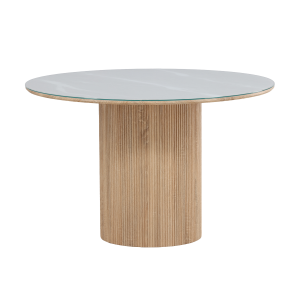Nest living Maurits Eettafel Met Glazen Tafelblad Bruin – Ø120 cm Nest living Maurits Eettafel Met Glazen Tafelblad Bruin – Ø120 cm