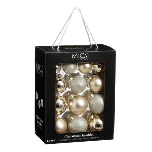 Mica Decorations Bal glas creme 26 stuks – d7cm Mica Decorations Bal glas creme 26 stuks – d7cm
