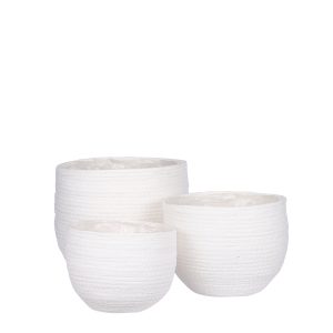 Mica Decorations Jorck Plantenmand – Set van 3 – H24 x Ø26 cm – Off Wh Mica Decorations Jorck Plantenmand – Set van 3 – H24 x Ø26 cm – Off Wh