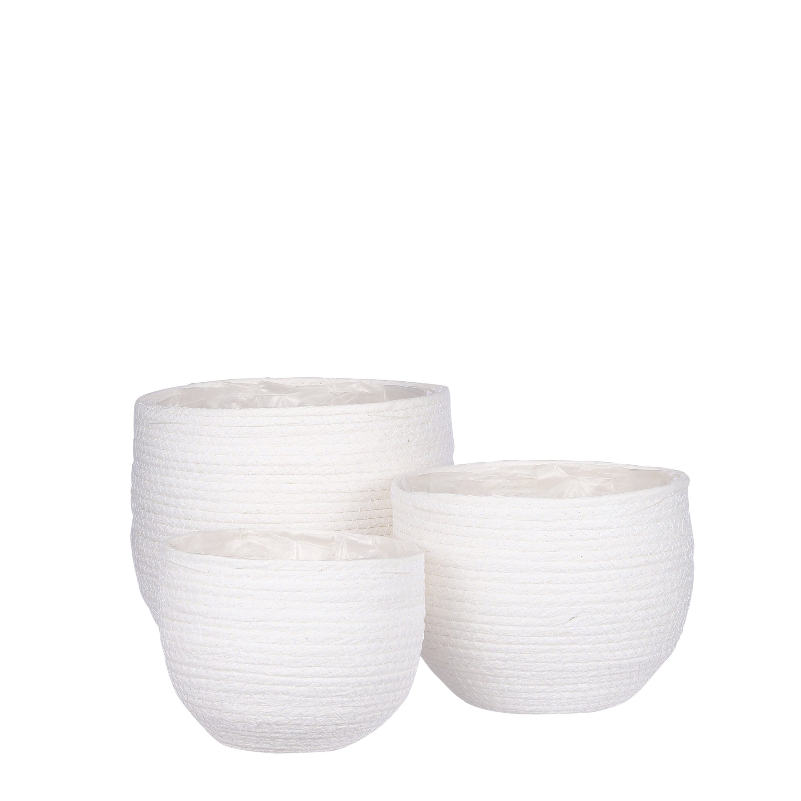 Mica Decorations Jorck Plantenmand - Set van 3 - H24 x Ø26 cm - Off Wh