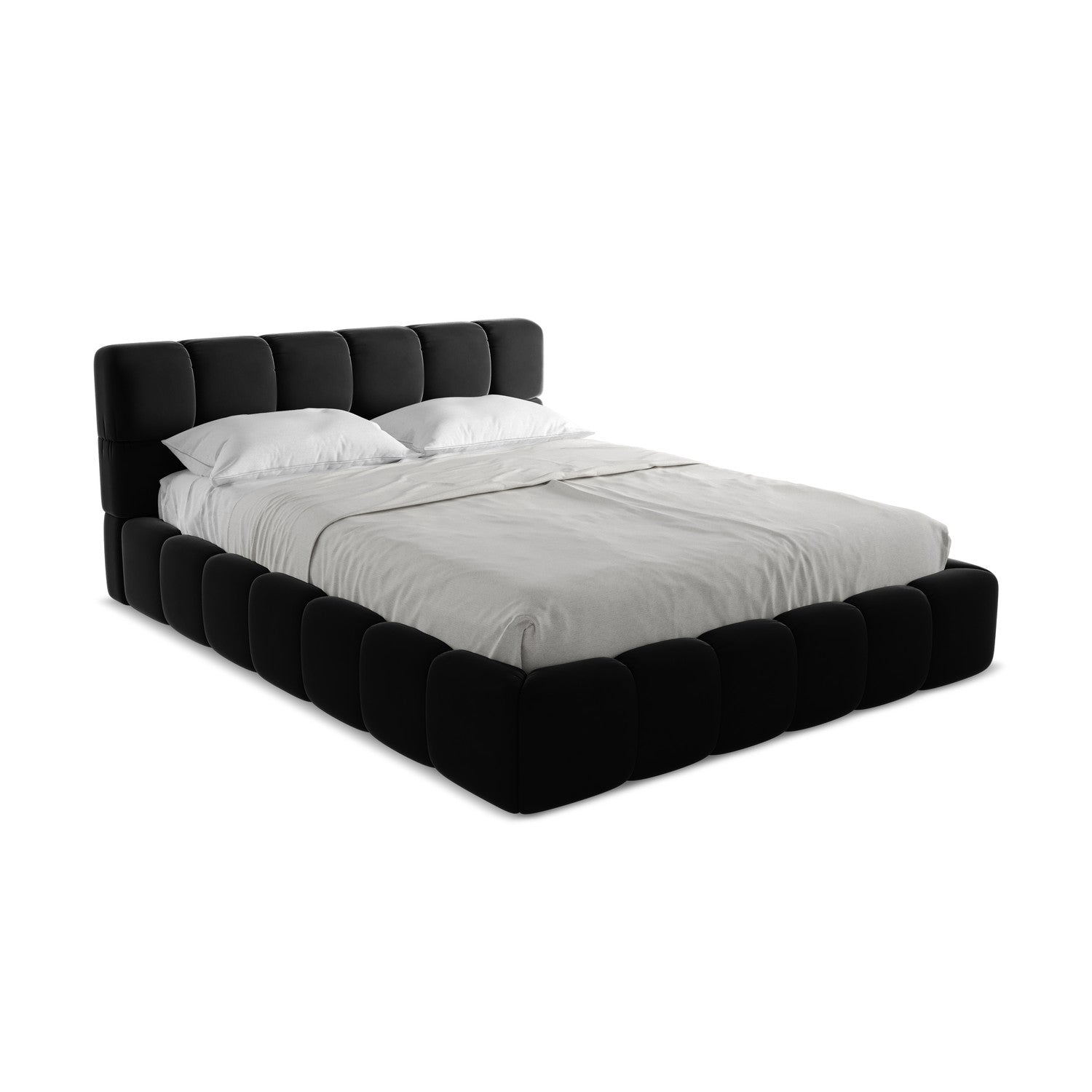 LaMiaSofa Bed met opbergruimte Roma - velours - zwart - 180x228x82