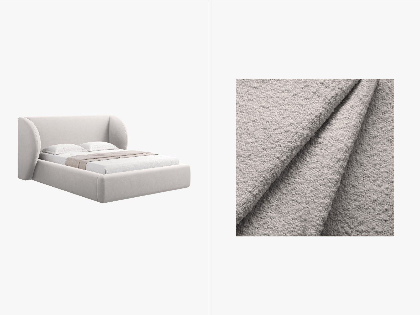 Micadoni Opbergbed met hoofdeinde Miley 200x160cm boucle wit - 230x207