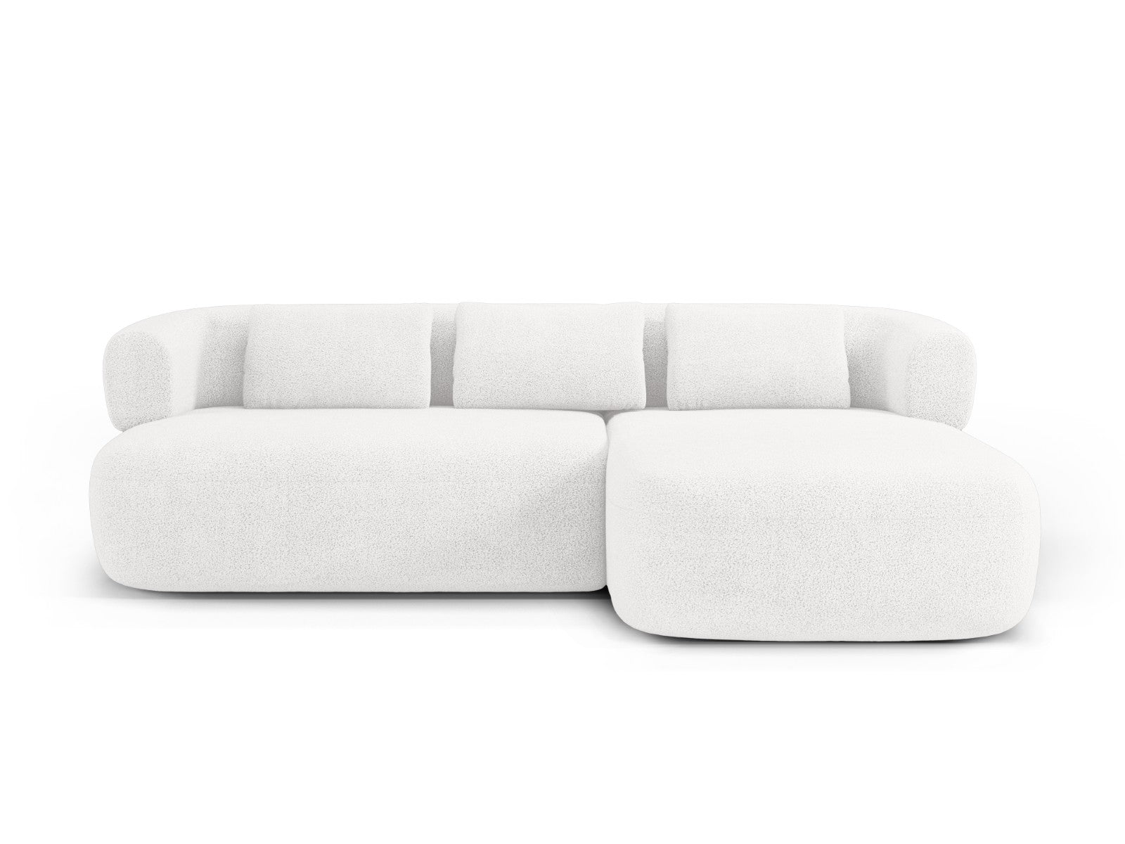Micadoni rechter hoekbank Jenny 5-zits, boucle ivoor - 145x225x73cm