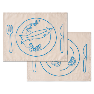Kulu Club placemats – vis borden – linnenmix – set van 2 Kulu Club placemats – vis borden – linnenmix – set van 2