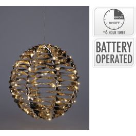 Bal 25 cm Shiny Goud 40 LED