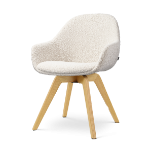 Nolon Noor-Mae draaibare eetkamerstoel bouclé beige – houten onderstel Nolon Noor-Mae draaibare eetkamerstoel bouclé beige – houten onderstel