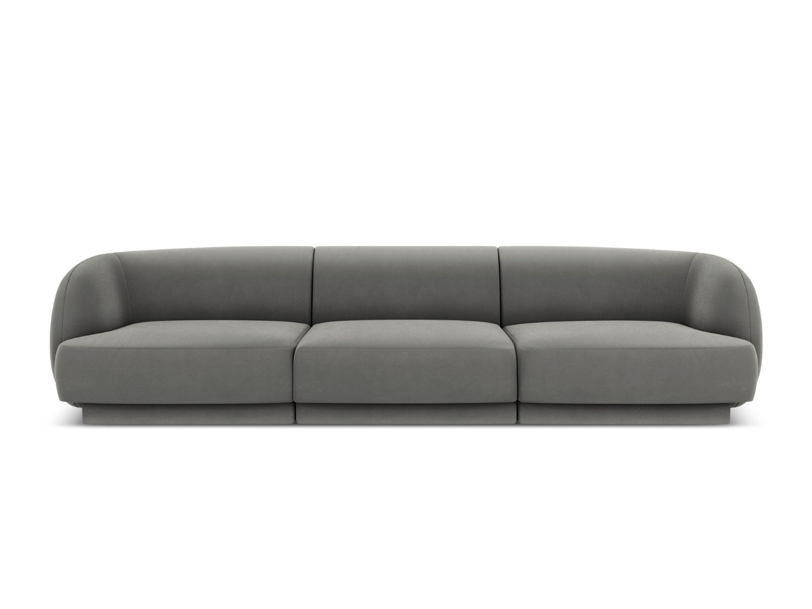Micadoni Bank Miley 3-zits, flueel, lichtgrijs - 90x255x70cm