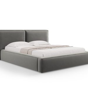 Micadoni Opbergbed met hoofdeinde Jodie 160x200cm, flueel, lichtgrijs Micadoni Opbergbed met hoofdeinde Jodie 160x200cm, flueel, lichtgrijs