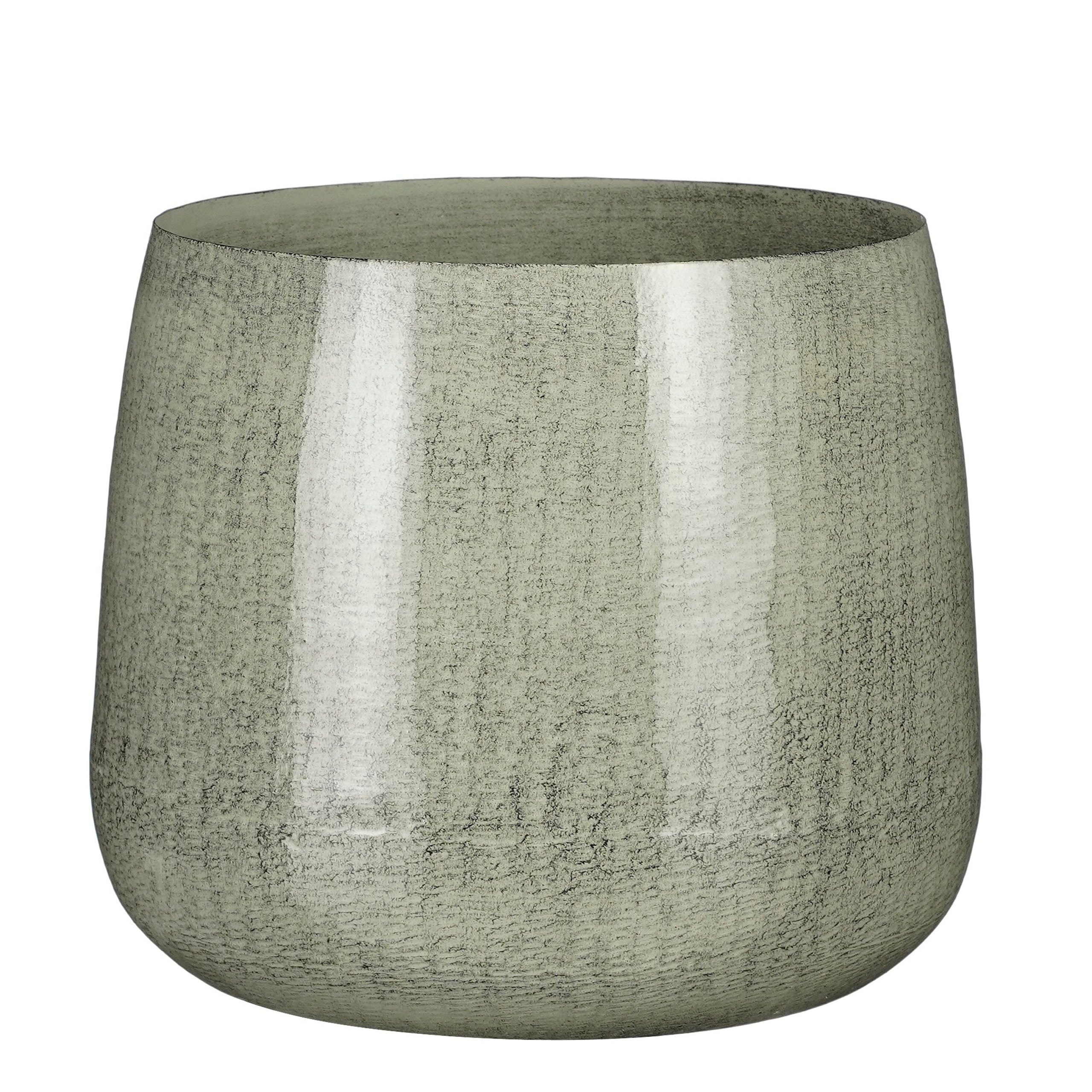 Mica Decorations Benson Bloempot - H20 x Ø23 cm - Metaal - Lichtgrijs