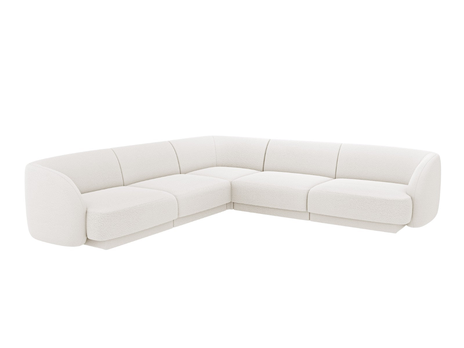 Micadoni Symmetrische hoekbank Miley 5-zits, boucle wit - 255x255x70cm