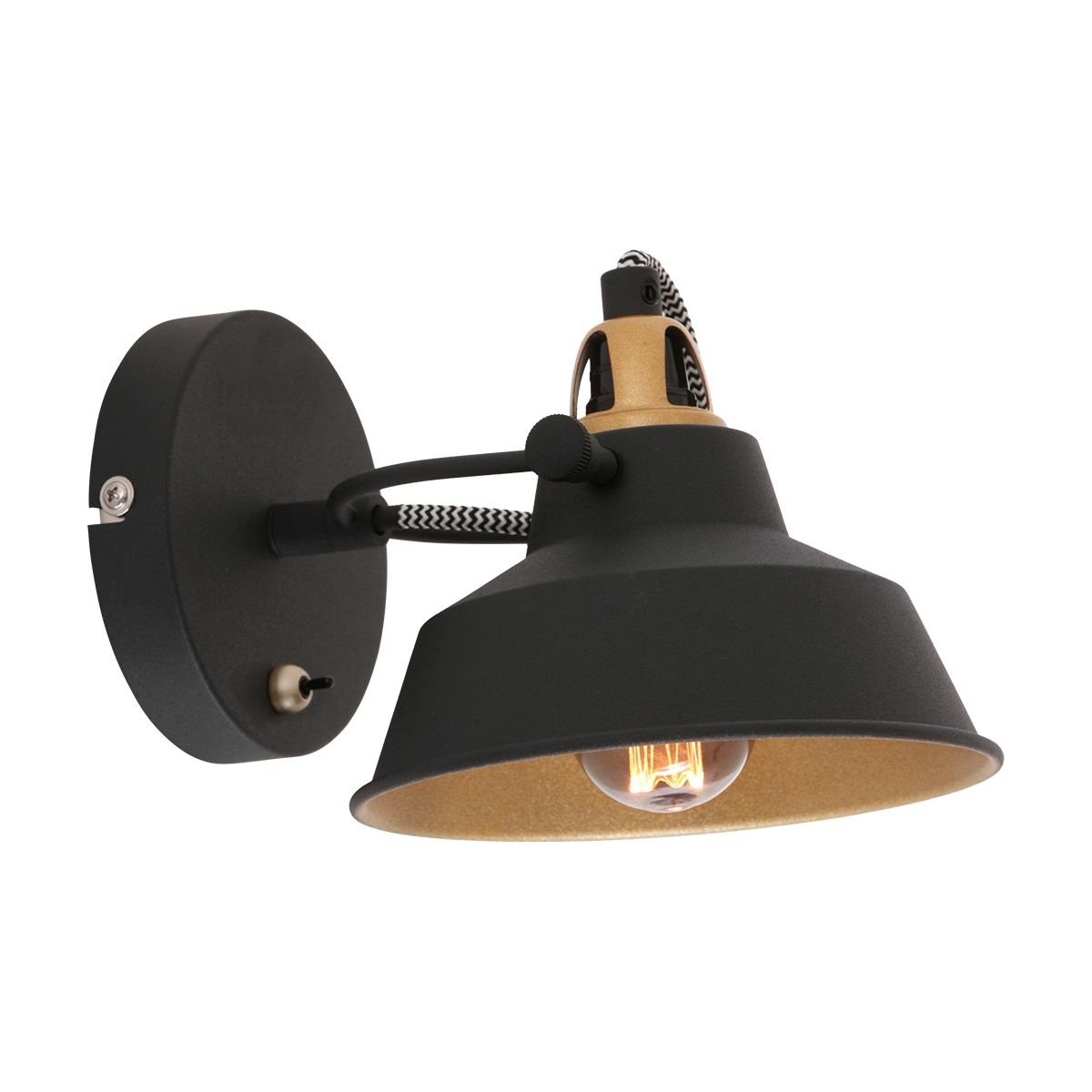 Mexlite wandlamp nove - 1 lichts - 22 x 13 cm - zwart