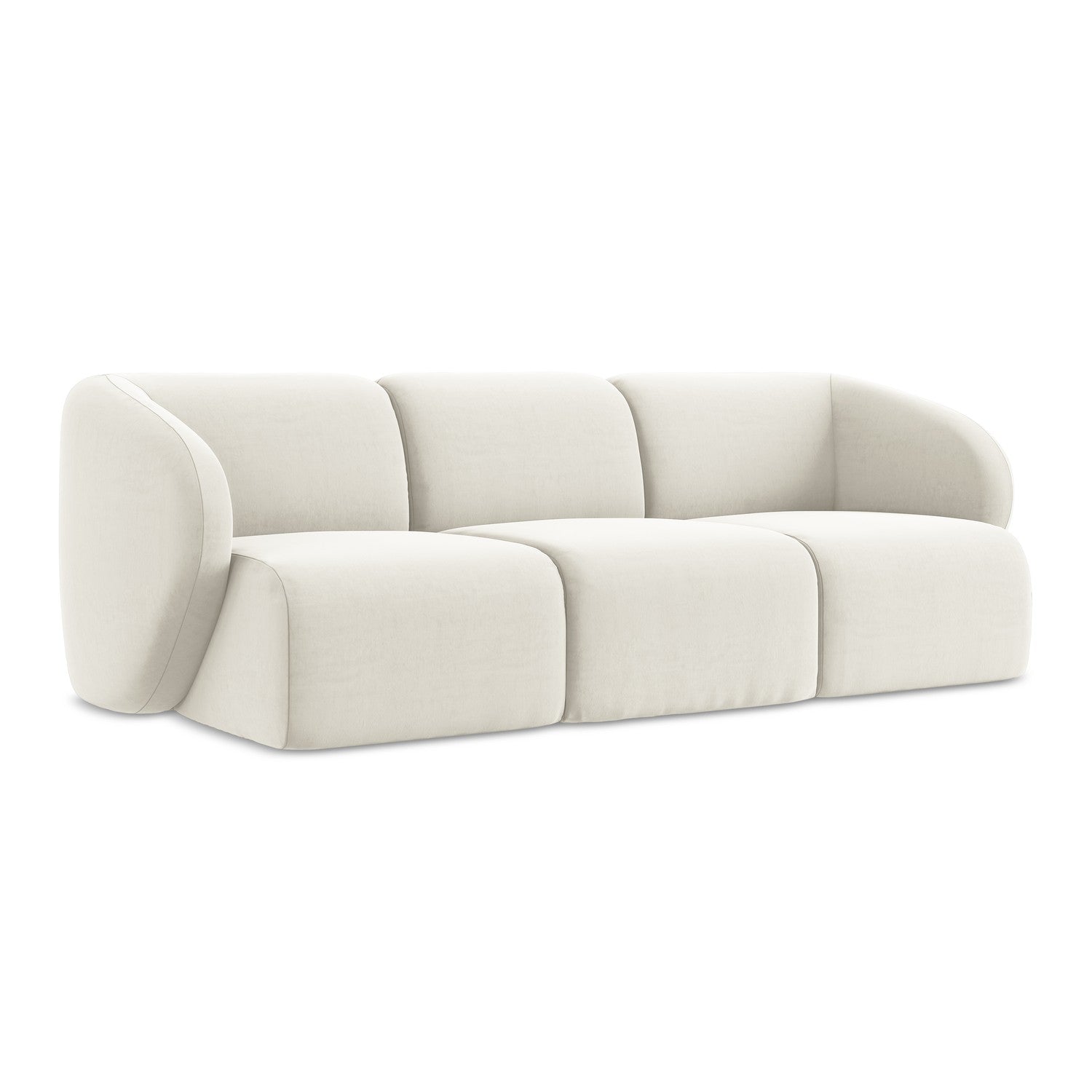 LaMiaSofa 3-zits bank Cervo - velours - lichtbeige - 244x94x75