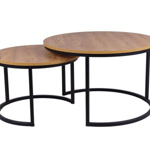 MaximaVida ronde salontafel set Kiev 58 en 45 cm – rustiek eikenhout f MaximaVida ronde salontafel set Kiev 58 en 45 cm – rustiek eikenhout f