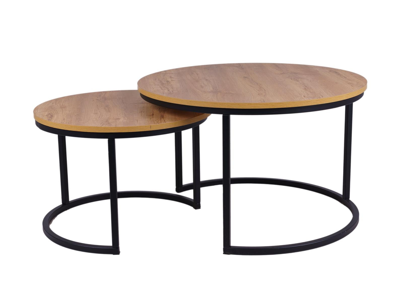MaximaVida ronde salontafel set Kiev 58 en 45 cm - rustiek eikenhout f