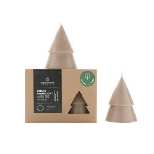 Originalhome dennenboom kaars – beigegrijs – M – set van 2 Originalhome dennenboom kaars – beigegrijs – M – set van 2
