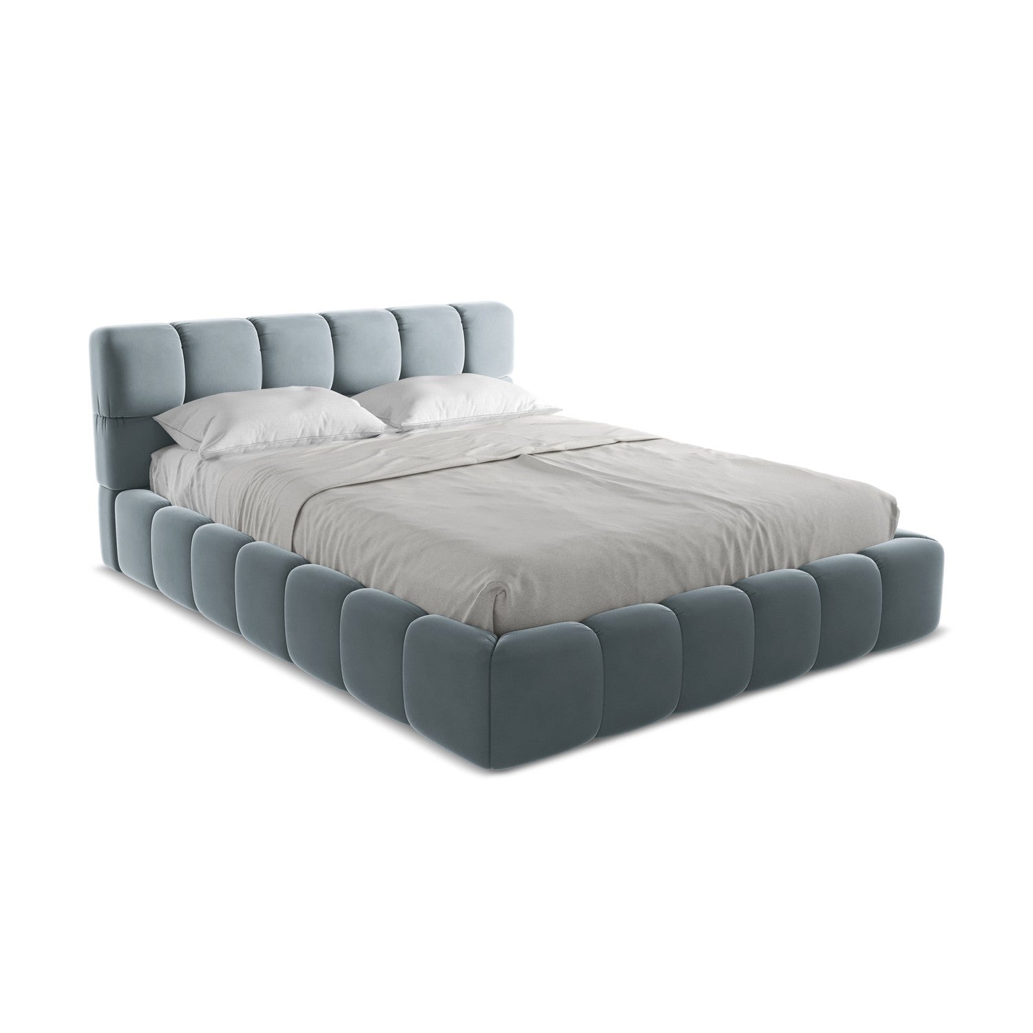 LaMiaSofa Bed met opbergruimte Roma - velours - lichtblauw - 180x228x8